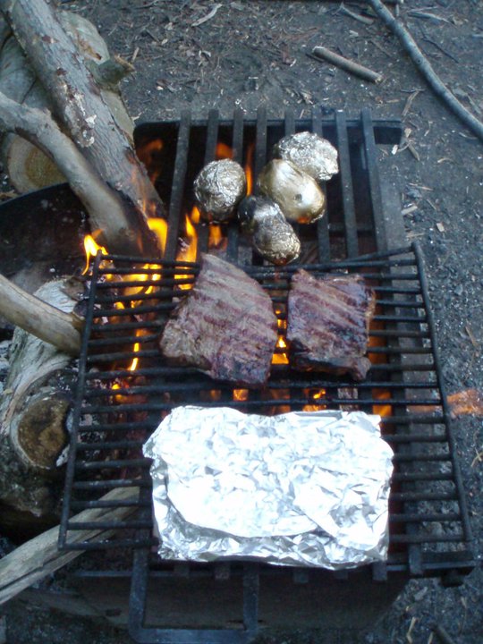 campfire steak and potatoes